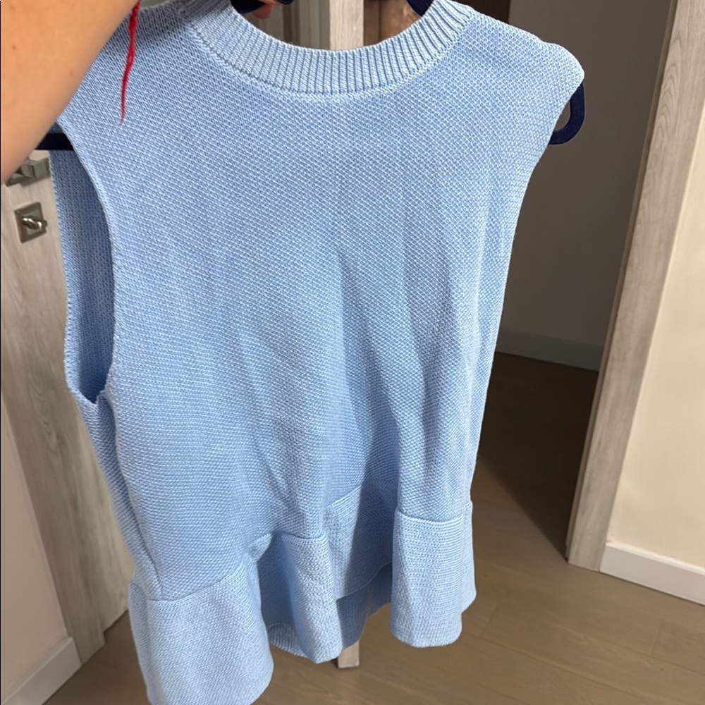 Commense Sky Blue Knit Sleeveless Top